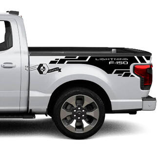 Pair Ford F-150 Lightning 2022 2023 Logo Fender Bed Lines Body Decals Side Stickers Graphics Vinyl Supdec Design
