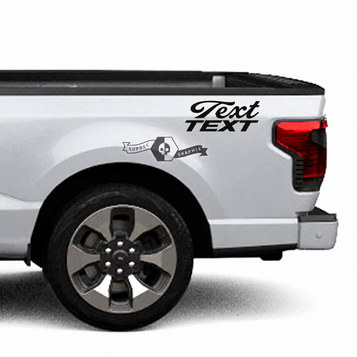 Text Script and TEXT Block Pair Bedside Vinyl Decal Sticker for Ford F-150 Lightning