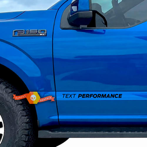 Custom Text Performance Racing Stripe Vinyl Decals - Pair for Musclecar truck power truck