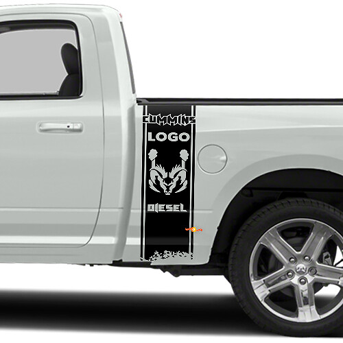 Cummins Hemi Diesel Outline Stripes Bedside Vinyl Defcal Kit for Dodge Trucks
