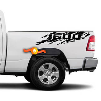Pair Dodge Ram 1500 Splash Grunge Destroyed Logo Truck Vinyl Decal Bed Graphic Decals Stickers
