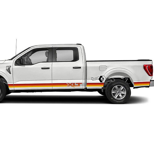 Pair Ford Ford F-150 Xlt 2023 Graphics Side Stripe Decal Sticker Retro 3 Colors
