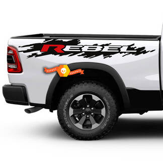 2X Dodge Ram Rebel Splash Grunge Logo Truck Vinyl Decal bed Graphic 2 Colors
