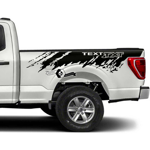 Text Txt Outline Lettering Mud Splash Bedside Vinyl Decal Pair for Musclecar truck XLT