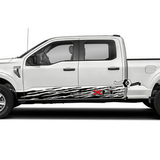 Pair Ford F-150 XLT 2023 Side Rocker Panel Mud Graphics Side Decals Stickers
