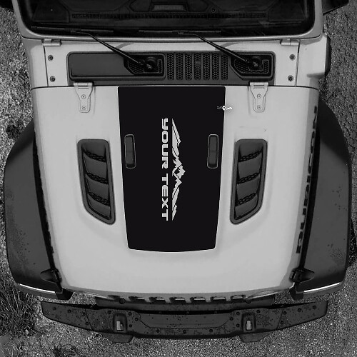 Hood Jeep RUBICON Wrangler JL Vinyl  Mountains 2018 + Up Banner  Decal Sticker Graphics
