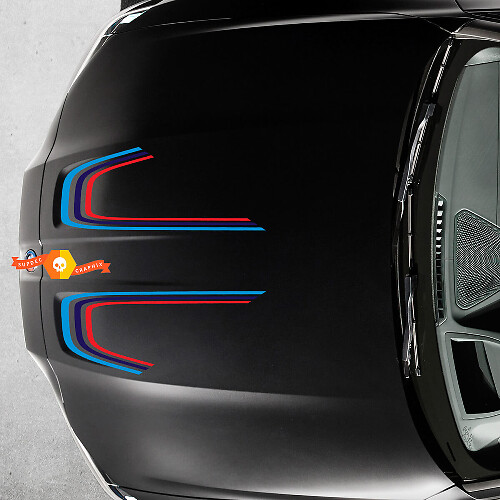 M Style Curved Hood Stripes Vinyl Decals for BMW M3 M4 G80 G82 G83