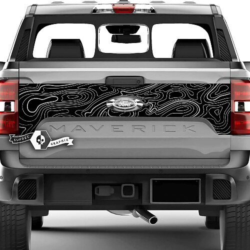 Ford F-150 XLT Maverick Tailgate Splash Topographic Map Graphics Side Decals Stickers
