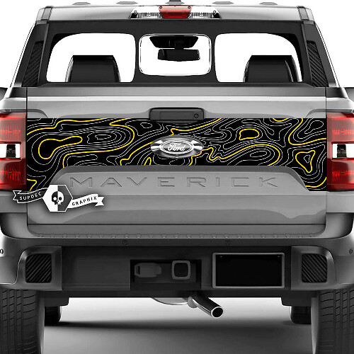 Ford F-150 XLT Maverick Tailgate Splash Topographic Map Graphics Side Decals Stickers 2 Colors
