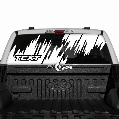 TEXT Diagonal Brush Rear Window Panel Rear Window Vinyl Decal Sticker for Ford F-150