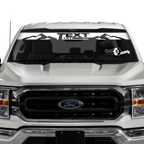 Text Txt Split Lettering Mountain Range Windshield Vinyl Decal Banner for Musclecar truck