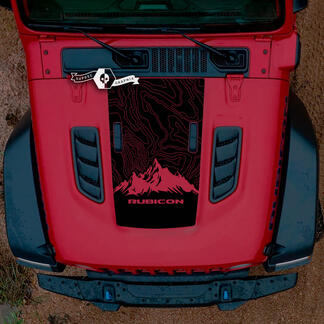 Hood Jeep RUBICON Mountains Wrangler JL Vinyl Banner Decal Sticker Graphics
