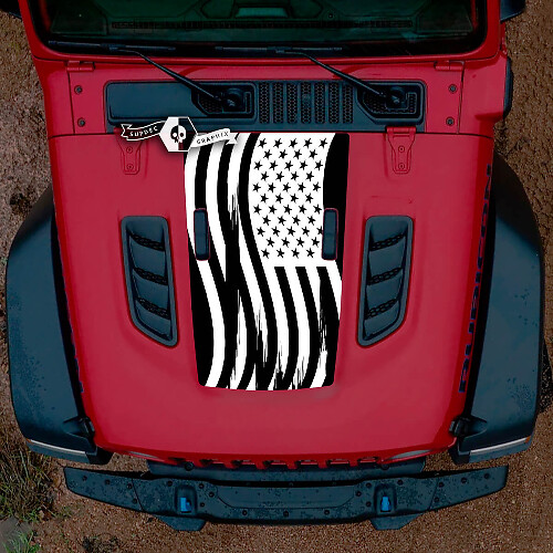 Distressed USA Flag Hood Vinyl Decal Sticker for Jeep Wrangler