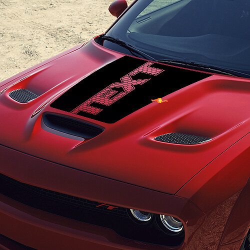 Custom Text Honeycomb Style Hood Vinyl Decal for Dodge Challenger