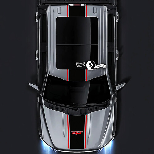 Wide Outline Stripe Hood Roof Tailgate Vinyl Decal Kit for Musclecar truck XLT STX