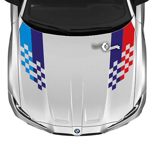 2021+ BMW M4 M3 G80 G82 G83 M Performance Hood M Color Checkerboard Flag Vinyl Decal Sticker
