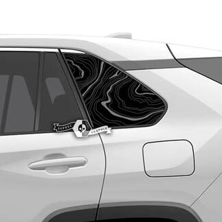 Pair Toyota Rav4 Side Windows Topographic Map Topo Landscape Vinyl Decal Sticker
