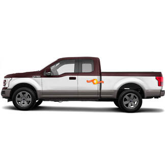 Ford F-150 Supercab not Crew Vinyl Decal Wrap Kit - Rally Stripes
