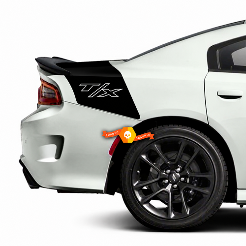 T/X Outline Tailband Stripe Rear Fender Trunk Vinyl Decal Sticker for Dodge Charger