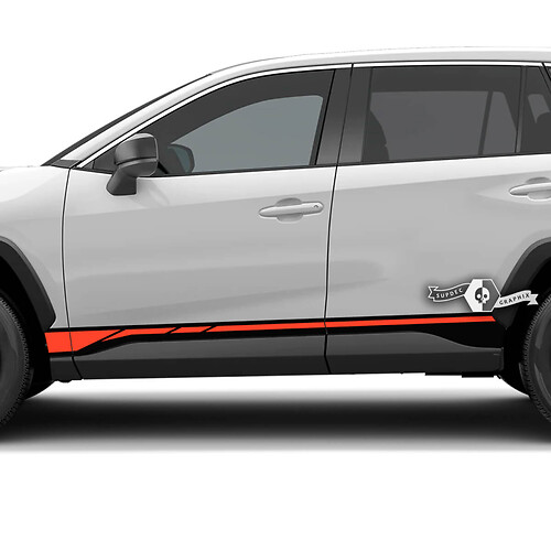 Racing Style Stripes Rocker Panel Vinyl Decal Sticker for Toyota RAV4 2019-2026