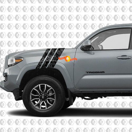 Topographic Style Front Fender Stripes Vinyl Decal Kit for Toyota Tacoma 2016-24