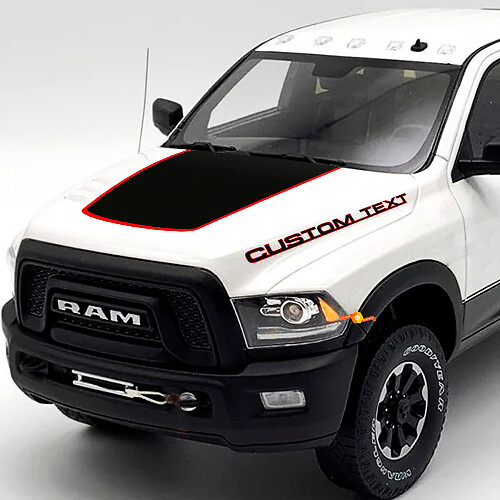 Custom Text and Blackout Hood Vinyl Decals Set for Dodge Ram 2500 Power Wagon