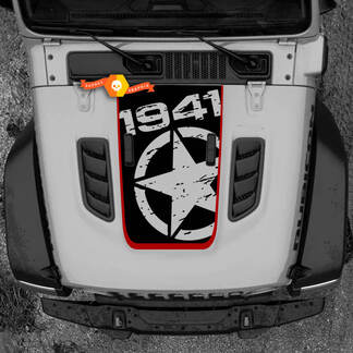 Pair Jeep 1941 Wrangler Distressed Star Black Ops Oscar Mike Hood Vinyl Stickers Decal
