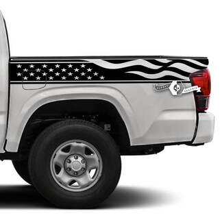 Pair Toyota Tacoma SR5 Bed Side USA Flag Vinyl Decals Graphic Sticker
