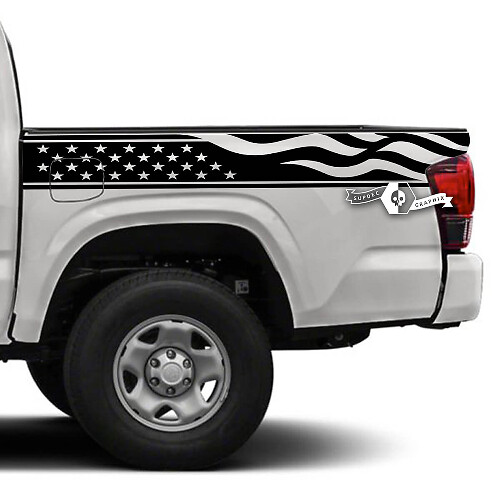 USA Flag Style Stripes Bedside Vinyl Decal Sticker for Toyota Tacoma