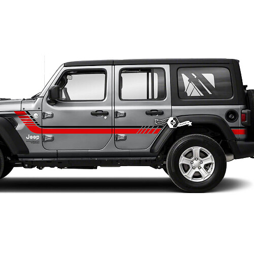 Vinyl Sticker Decal with Twin Checkered Side Stripes for Jeep Wrangler Unlimited