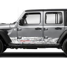 Pair Jeep Wrangler Unlimited Doors Rocker Panel Stripes Mud Splash Side Stripe Vinyl Sticker Decal 2 Colors
 2