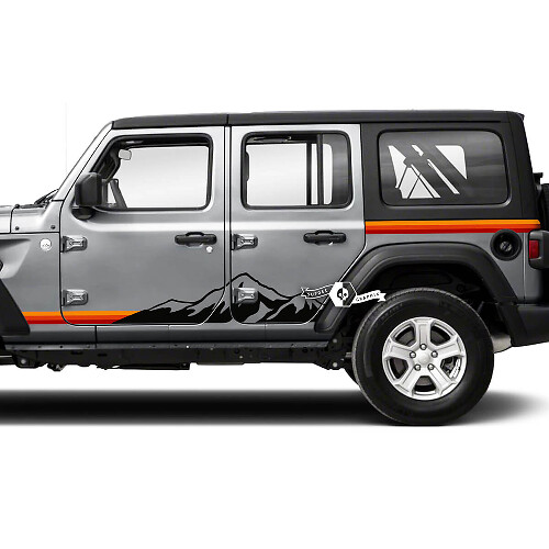 Vintage Mountain Side Stripes Vinyl Decal Kit for Jeep Wrangler Unlimited