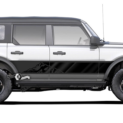Pair of Mountains Style Rocker Panel Side Decals Stickers for Ford Bronco
