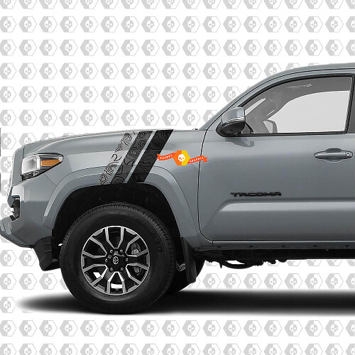 Topographic Style Triple Stripes Front Fender Vinyl Decal Sticker for Toyota Tacoma