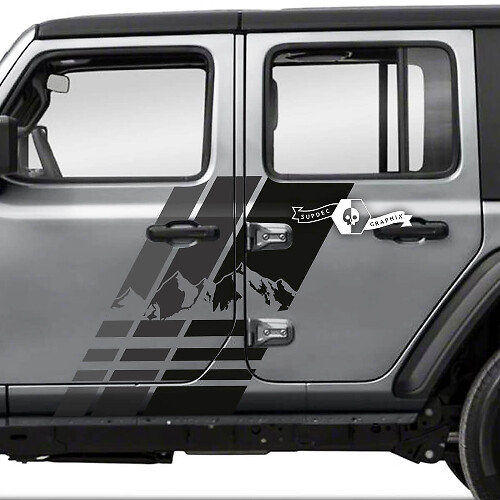 Mountain Door Side Stripes Vinyl Decal Pair for Jeep Wrangler Unlimited
