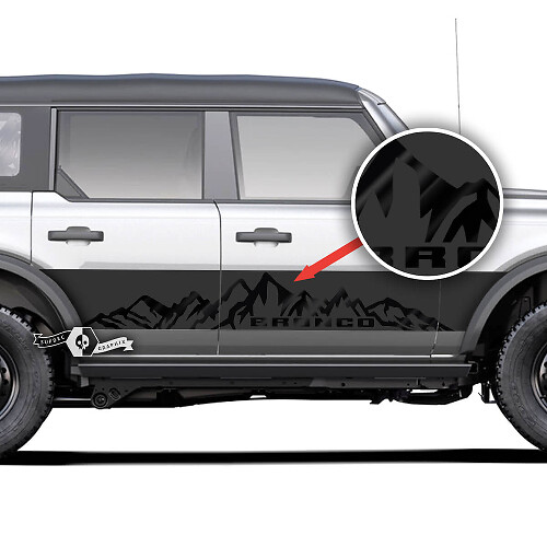 Mountains Style Stripes Rocker Panel Side Vinyl Decal Kit for Musclecar horse