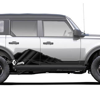 2x Ford Bronco Mountains Style Rocker Panel Side Doors Decals Stickers
