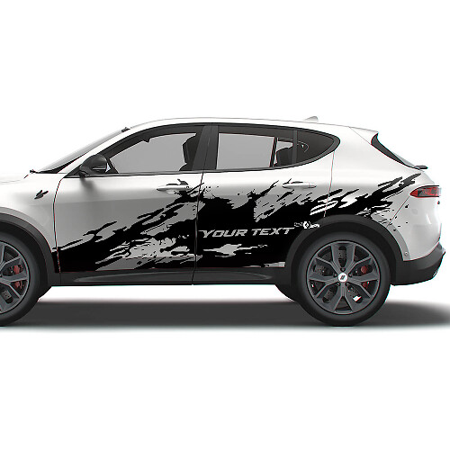 Mud Splash with Custom Text Side Vinyl Decal Kit for Dodge Hornet