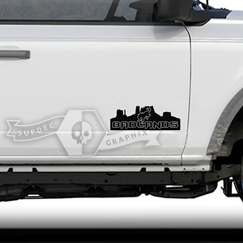Valley Badlands Outline Style Side Door Vinyl Decal Sticker for Musclecar horse