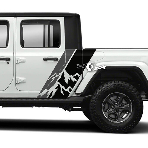 Pair of Jeep Gladiator Side Mountains  Stickers Decals Vinyl Graphics Stripe kit 2 Colors
