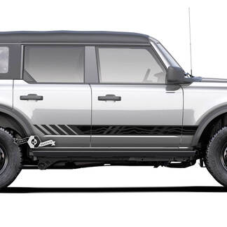 Pair of  Doors Side Rocker Panel Graphics Line Decals Stickers for Ford Bronco 2 Colors
