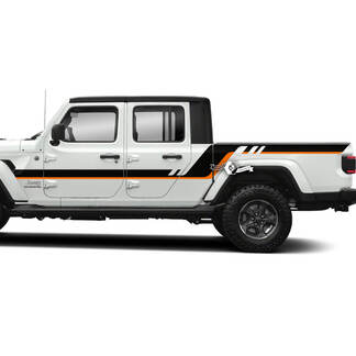 Pair Jeep Gladiator Side Doors Bed Fender Stripes Style Vinyl Decal Sticker Graphics kit 2 Colors
