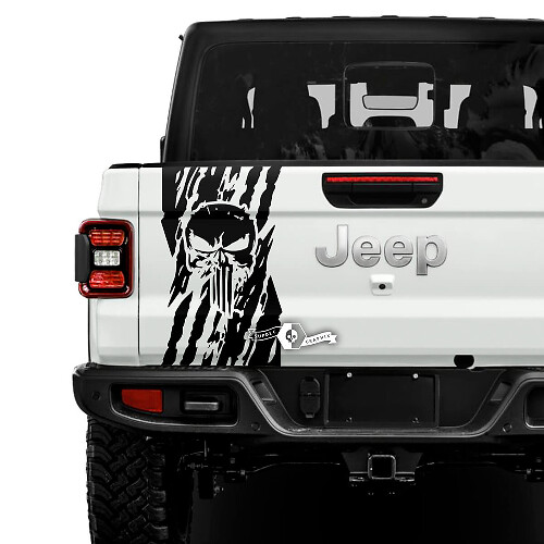 Jeep Gladiator USA Flag Destroyed Punisher Stickers Decals Vinyl Graphics Tailgate Bed Vinyl Stickers Decals
