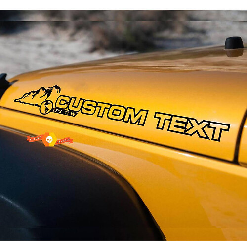 Custom Lettering Hood Side Vinyl Decal Pair for Jeep Wrangler Rubicon Sahara