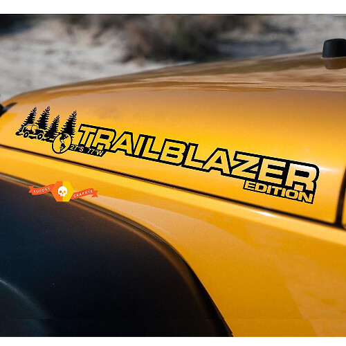 PAIR Jeep Sticker Decal TRAILBLAZER WRANGLER Hood Sticker Decal rubicon sahara JK CJ TJ YJ
