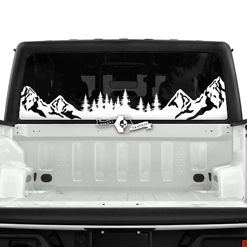 Jeep Gladiator Rear Window Mountains Forest Stickers Decals Vinyl Graphics Stripe

