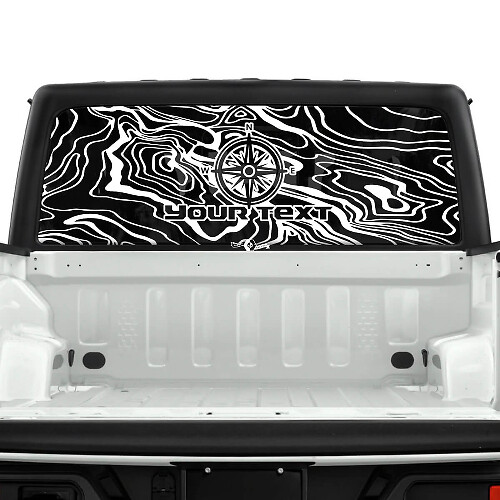 Jeep Gladiator Rear Window Compass Topographic Map Topo Forest Stickers Decals Vinyl Graphics Stripe
