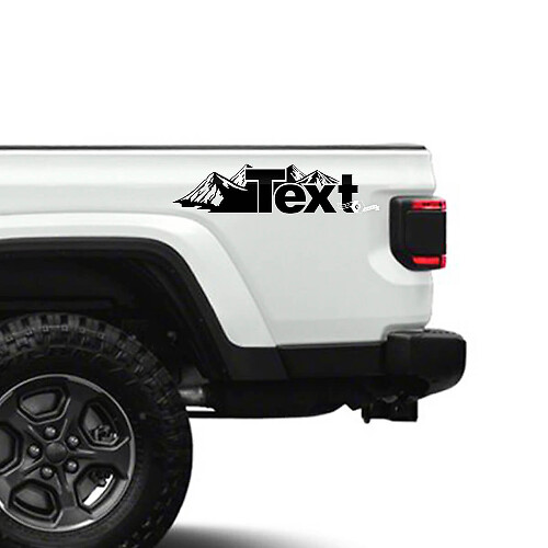 Custom Text Mountain Style Side Vinyl Decals for Jeep Gladiator 