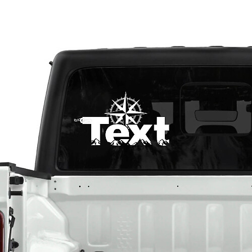 Jeep Gladiator Rear Window Forest Mountains Compass Stickers Decals Vinyl Graphics
