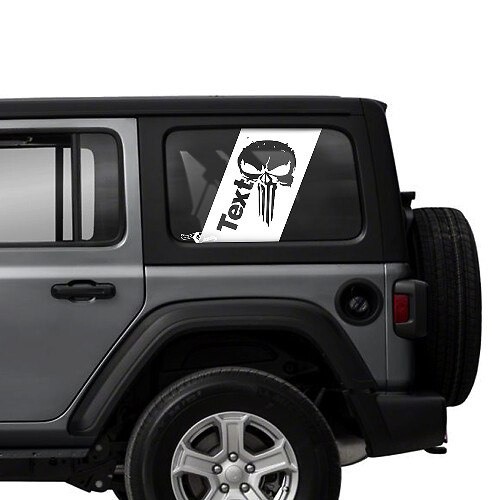 Pair of Jeep Wrangler Unlimited Side Door Window Punisher Stickers Decals Vinyl Graphics Stripe
